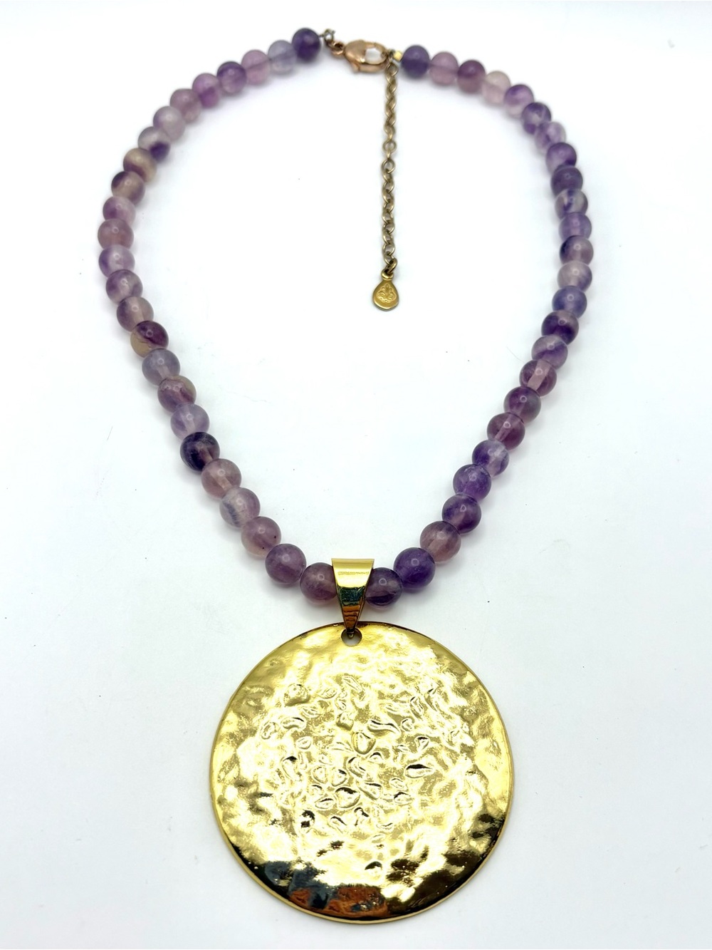 Studio Barse Natural Amethyst & Hammered Golden Bronze Pendant Necklace
